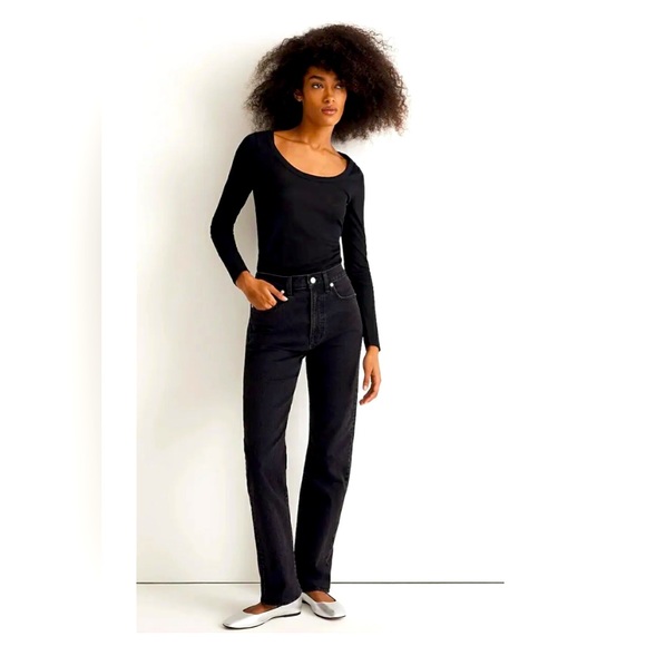 NWT Madewell Women's The 90's Straight Jeans - Belmere Wash Black Size 26 - Picture 1 of 6